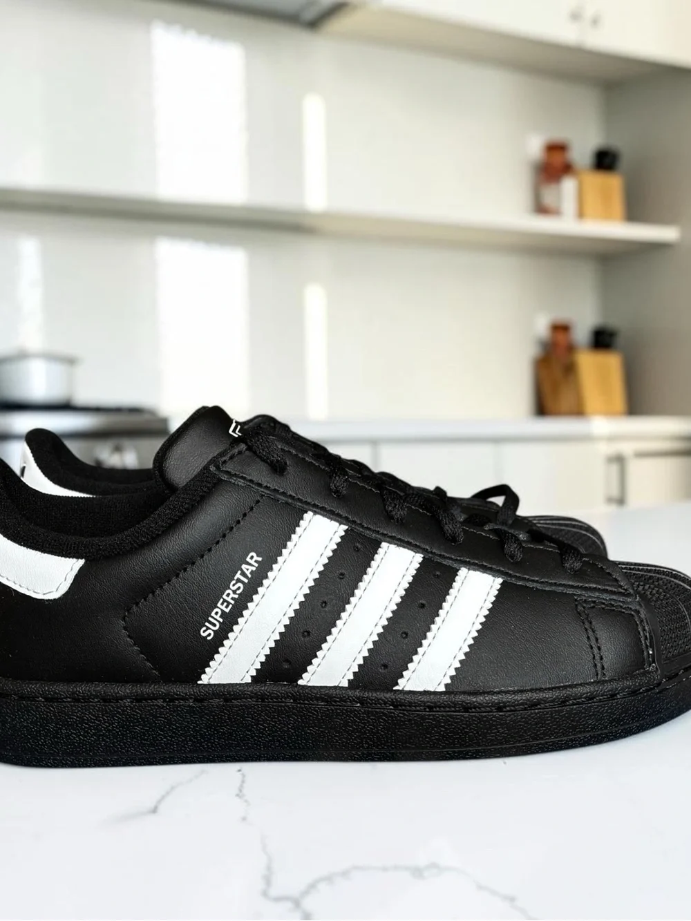 adidas Superstar II Size 3Y (Big Kids) Black White Leather Sneakers NEW